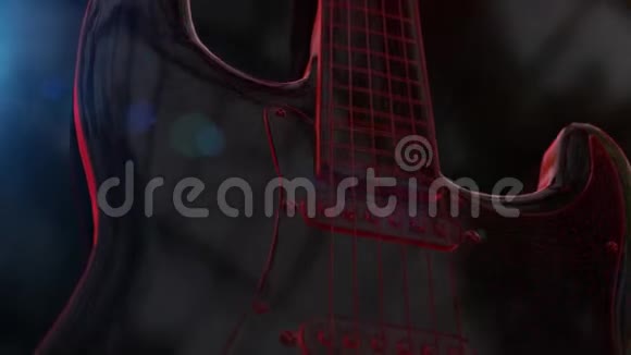 红色线框3D电吉他动画视频的预览图