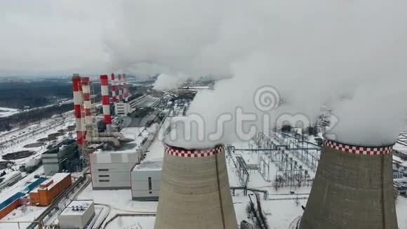 全球变暖的概念火力发电厂的工业背景视频的预览图