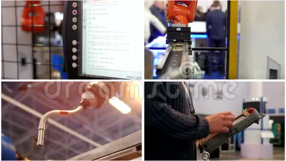 四合一机器人工业概念工业焊接自动化机器视频的预览图