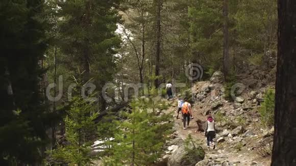 一群旅行者穿越群山视频的预览图