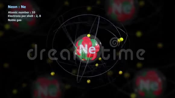 具有10个电子的氖原子与其它原子无限轨道旋转视频的预览图