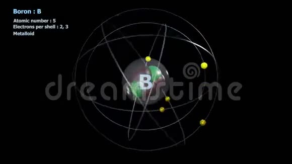 在无限轨道旋转中具有5个电子的硼原子视频的预览图