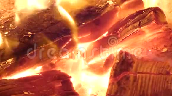 火焰背景红色发光火焰烧柴烧炭视频的预览图