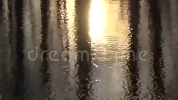 傍晚森林树影的春湖水抽象背景视频的预览图