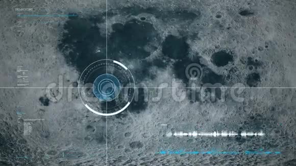 卫星飞越月球与全HUD界面探索表面三维渲染视频的预览图