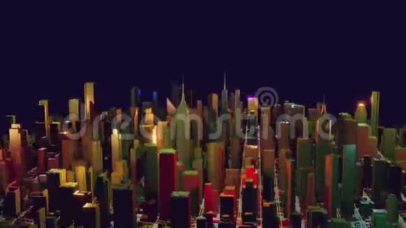 巨型城市和未来主义摩天大楼技术概念空中观景4k动画视频的预览图