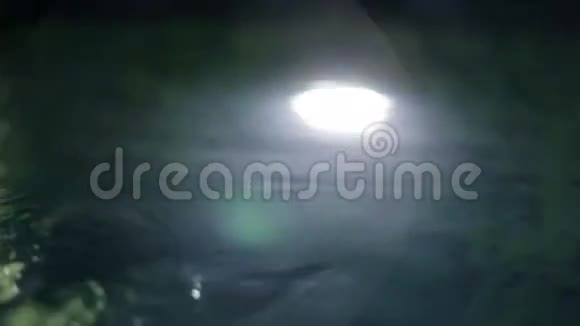 女子夜间在室外游泳池中泼水泡泡视频的预览图