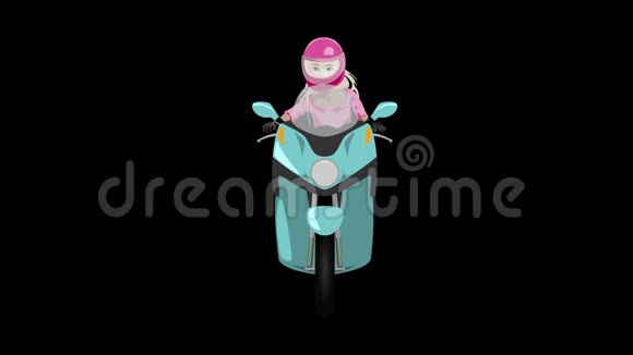 经典滑板车与女孩骑手前视涂鸦风格循环动画视频的预览图