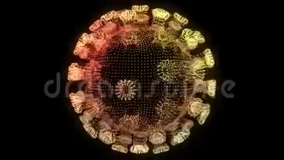 3D视图显微镜动画冠状病毒无缝环形4k动画视频的预览图
