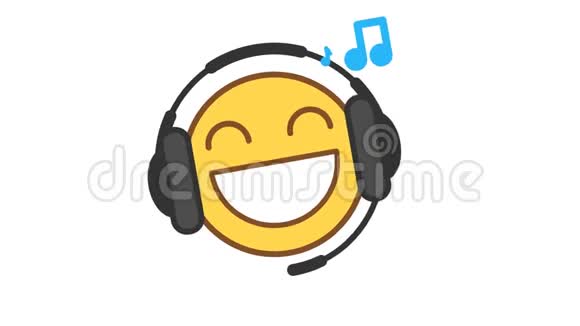 Emoticon在耳机上听音乐选项3动画表情阿尔法通道视频的预览图