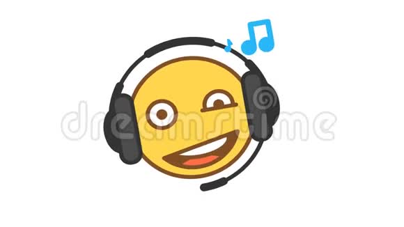 Emoticon在耳机上听音乐选项2动画表情阿尔法通道视频的预览图