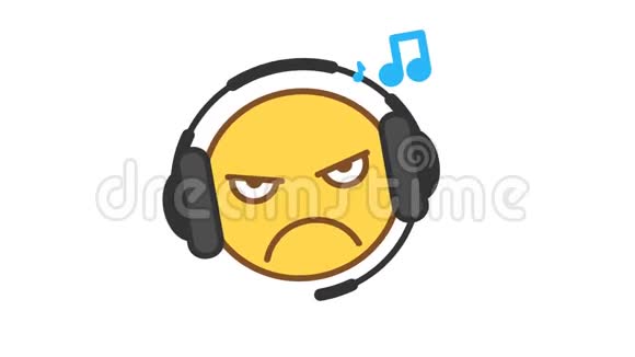 Emoticon在耳机上听音乐选项4动画表情阿尔法通道视频的预览图