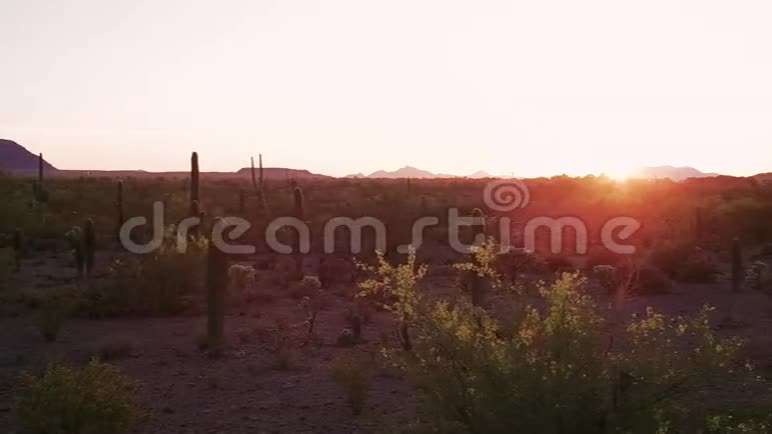 日落时沙漠徒步旅行者用镜头拍摄视频的预览图