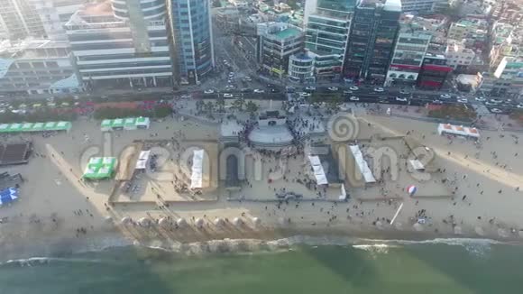 爱邦钓鱼节鸟瞰广加里海滩釜山韩国视频的预览图