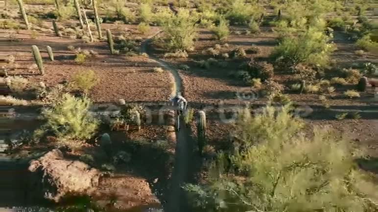 西南沙漠小径Biker慢动作空中射击视频的预览图