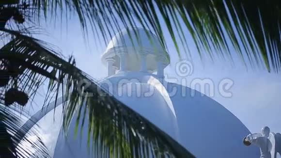 热带棕榈树白色建筑视频的预览图