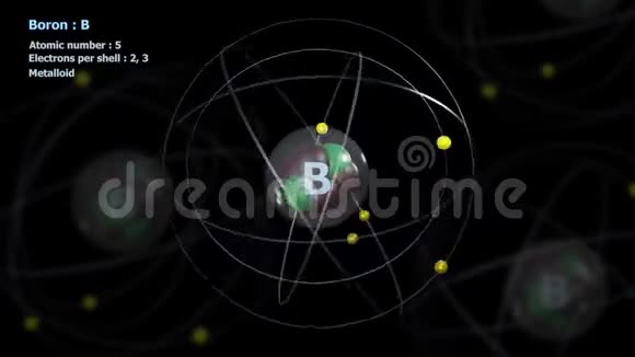 原子在无限轨道旋转中具有5个电子的硼原子视频的预览图