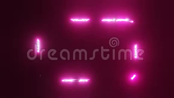 抽象霓虹灯圆角矩形出现并消失迪斯科球抽象紫外4K背景视频的预览图
