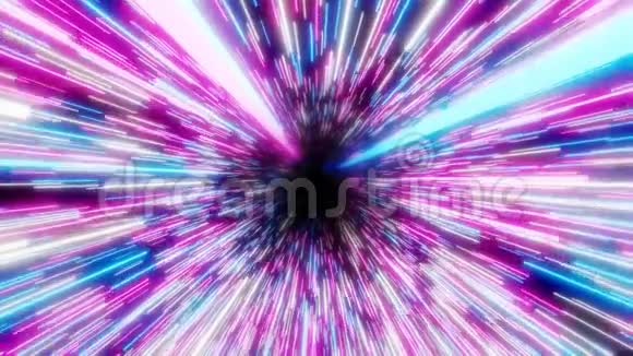 抽象超空间背景光速霓虹灯在运动中发光穿过星星4k无缝视频视频的预览图