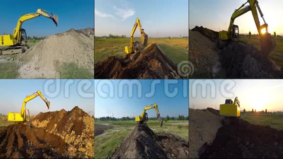 挖掘机挖掘蒙太奇视频的预览图