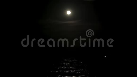海波和月光夜海满月视频的预览图