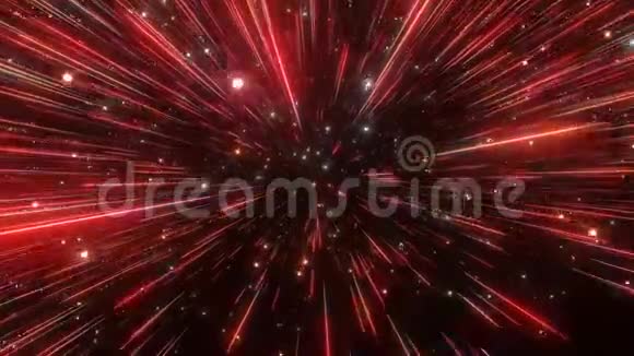 抽象超空间背景光的速度霓虹发光的光线和恒星的运动红色版本穿过星星4k视频的预览图