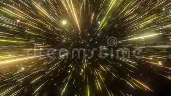 抽象超空间背景光的速度霓虹发光的光线和恒星的运动黄色版本穿过星星视频的预览图