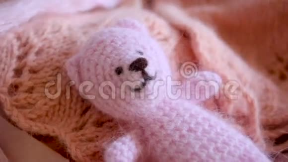 针织粉色小熊视频的预览图