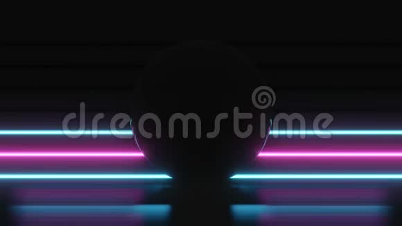 带有黑洞的霓虹灯背景紫色和蓝色霓虹灯背景出现并消失明亮的现场霓虹背景视频的预览图