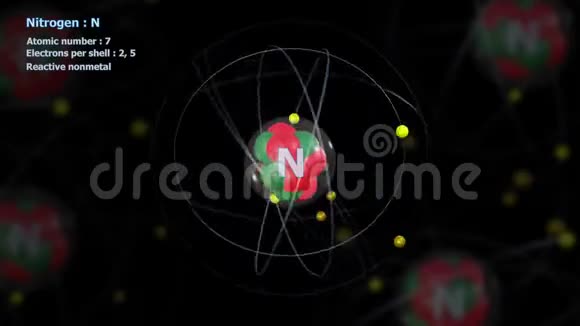 无限轨道旋转中7个电子的氮原子视频的预览图