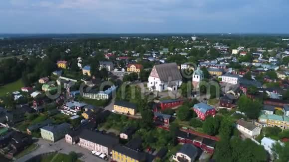 中世纪大教堂在古镇七月天航天芬兰波沃视频的预览图