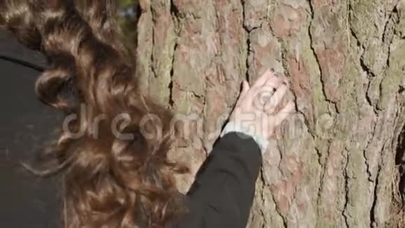 女孩走在春天的森林里视频的预览图