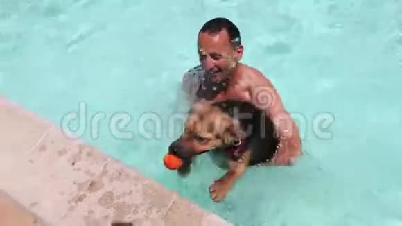 在泳池里玩狗的人视频的预览图