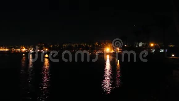 Hurghada海岸的夜景棕榈树视频的预览图