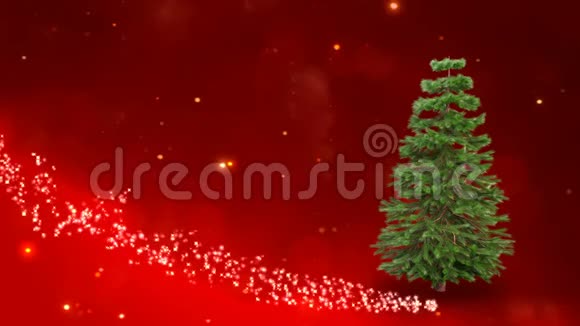 用闪闪发光的微粒装饰圣诞树礼品赎回主题3D渲染视频的预览图