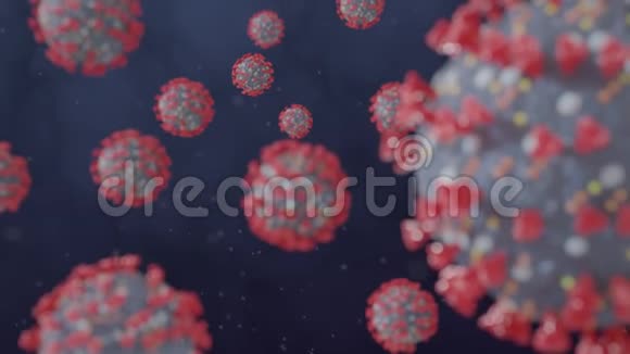 冠状病毒颗粒的微观可视化三维渲染视频的预览图