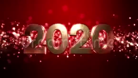 视频动画圣诞金光闪闪的粒子bokeh和数字2020视频的预览图