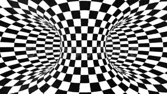 抽象流动的格子隧道光学错觉黑白作弊运动模式无缝环路背景视频的预览图