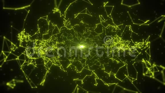 抽象技术隧道背景从动画线条和点空间几何背景视频的预览图