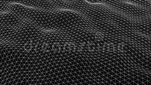 从三角形中抽象出流畅的分形波背景像水一样的无缝循环动画视频的预览图