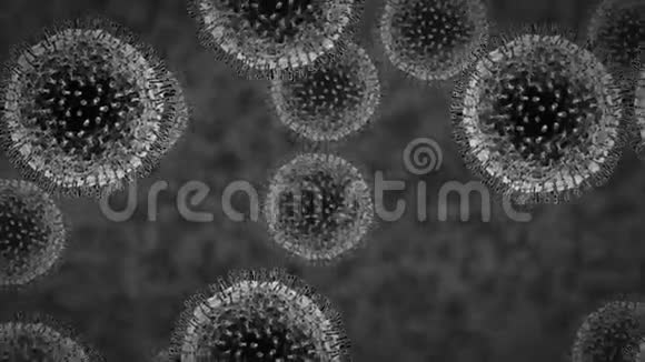 冠状病毒动画显微镜观察模拟影响中国和全世界的病毒视频的预览图