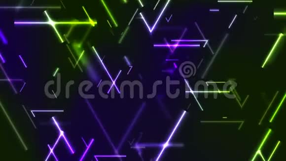 绿色和紫色霓虹灯激光线抽象技术运动背景视频的预览图
