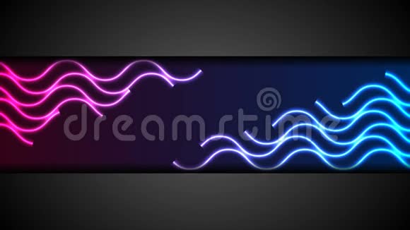 蓝色紫外线霓虹灯弯曲波浪纹图案视频动画视频的预览图