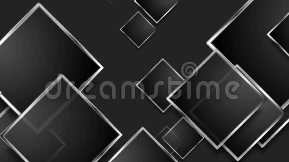 高科技银色方块暗几何运动背景视频的预览图