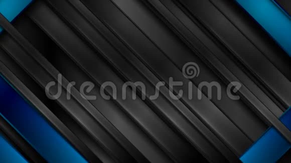 黑色和蓝色光泽条纹抽象技术运动背景视频的预览图