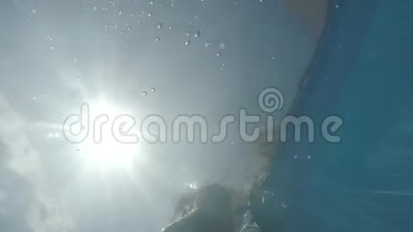 少女在水下的游泳池里潜水视频的预览图