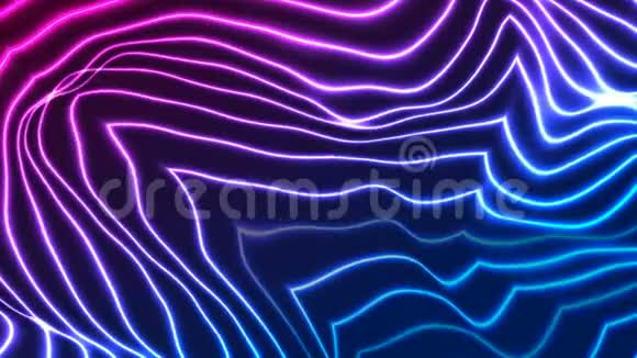 蓝紫色流动折射霓虹灯波抽象视频动画视频的预览图