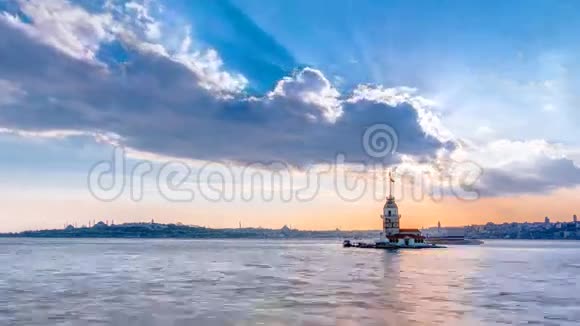 日落前的迈登塔在伊斯坦布尔土耳其基兹库里塔视频的预览图