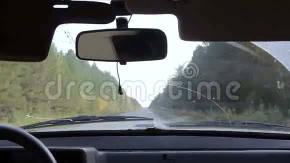 从树林里的一辆移动的车上看视频的预览图