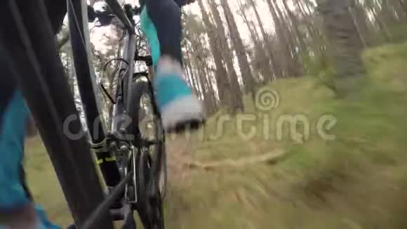 骑自行车的人骑在森林小径上视频的预览图